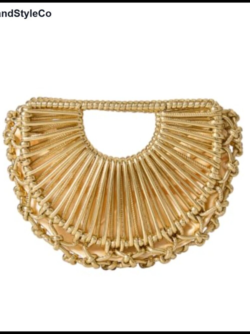 Metallic PU Woven Clutch Semi-Circle Evening Bag